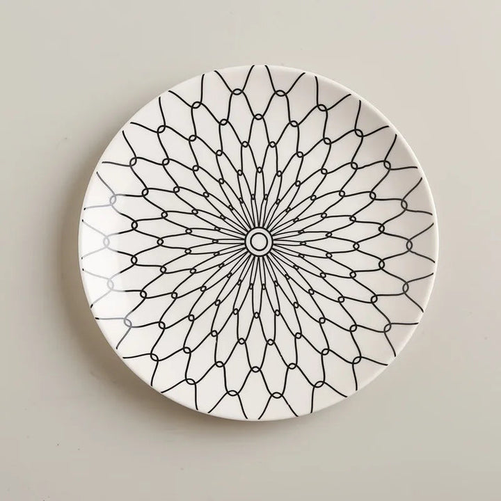 Viskana Geometric Pattern Ceramic Dinner Plate Set