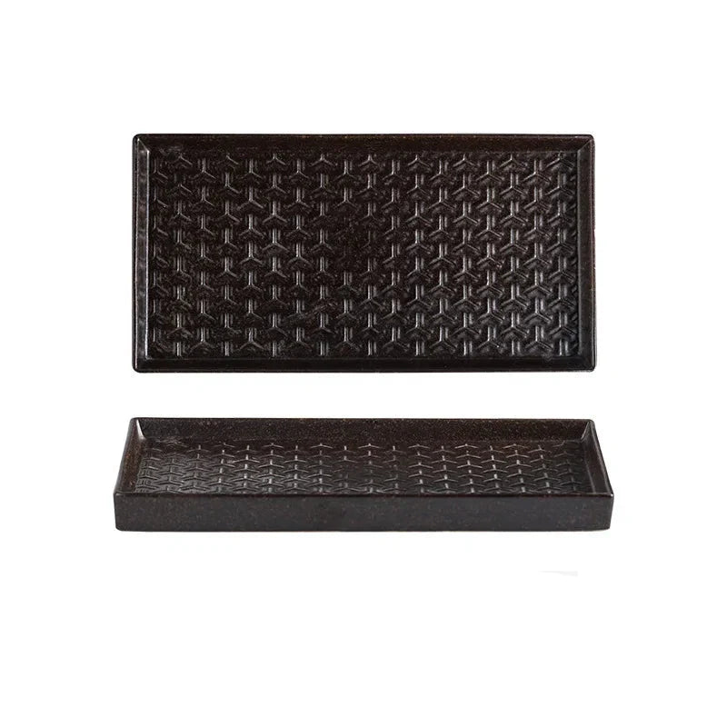 9.5" Ceramic Rectangular Barbecue Plate Restaurant Sushi Plate Viskana