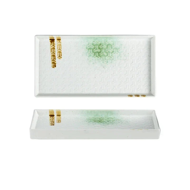 9.5" Ceramic Rectangular Barbecue Plate Restaurant Sushi Plate Viskana