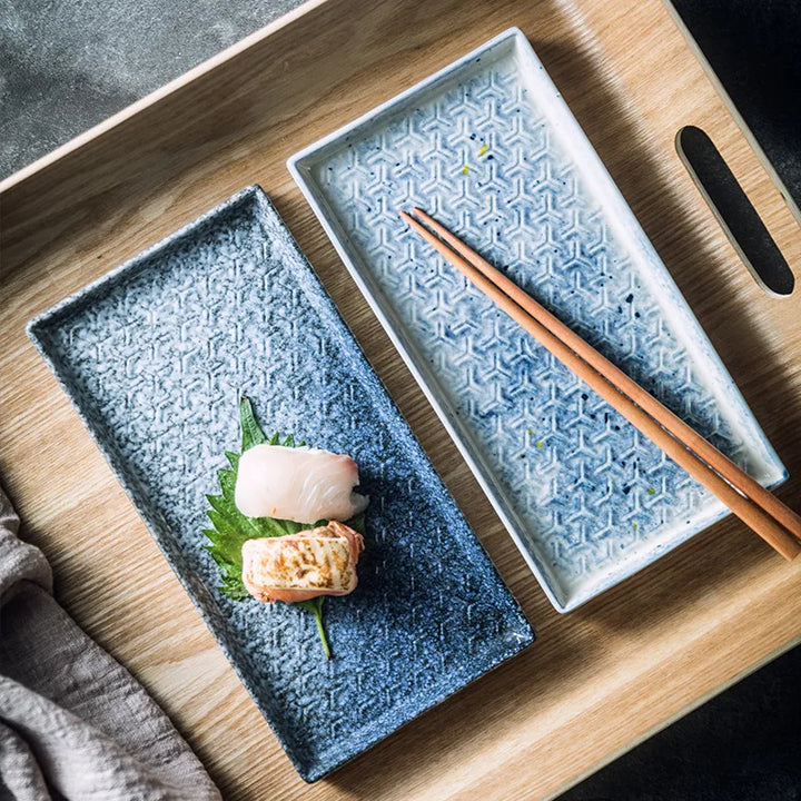 9.5" Ceramic Rectangular Barbecue Plate Restaurant Sushi Plate Viskana
