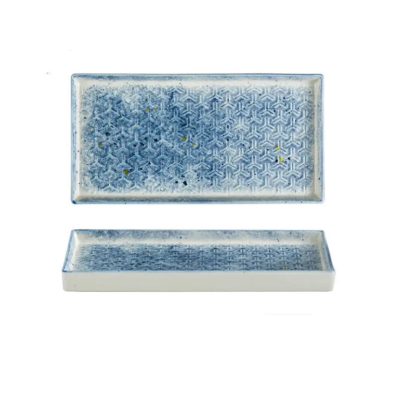 9.5" Ceramic Rectangular Barbecue Plate Restaurant Sushi Plate Viskana