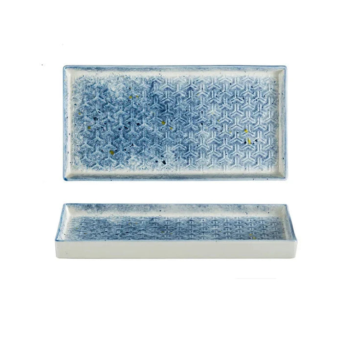 9.5" Ceramic Rectangular Barbecue Plate Restaurant Sushi Plate Viskana
