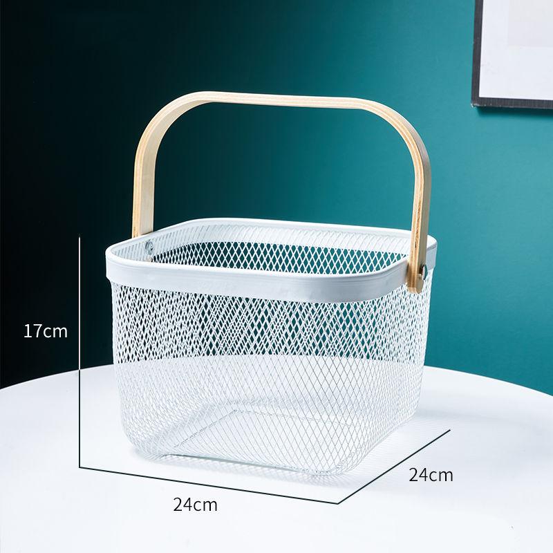 Viskana Iron Art Fruit Basket with Bamboo Handle