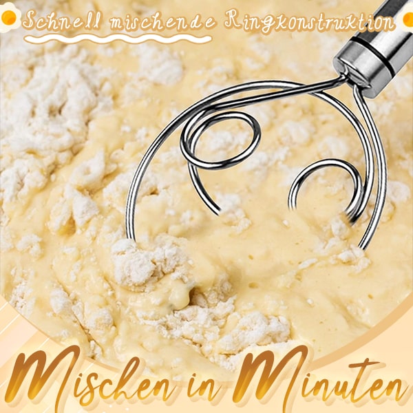 Viskana Stainless Steel Dough Mixer | Effortless Manual Whisk | Non-Slip Handle | PowerMix
