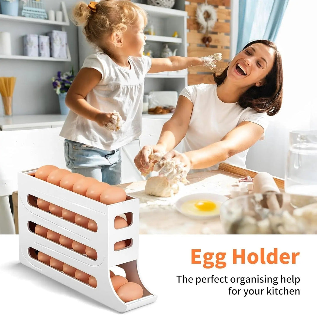 Viskana Automatic Egg Holder with Rolling Function – 4-Tier Egg Organizer for Refrigerator & Kitchen