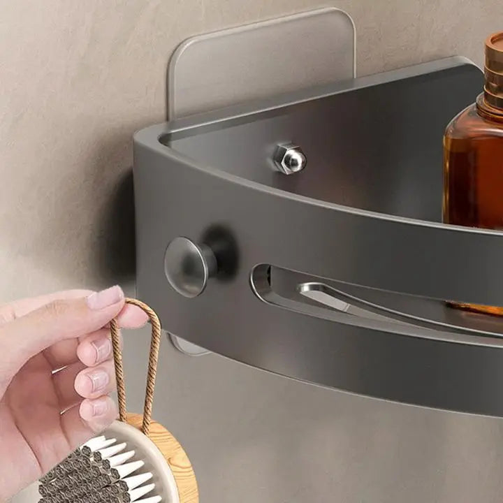 Viskana Bathroom Wall Shelf – Stainless Steel Corner Basket with Adhesive Holder