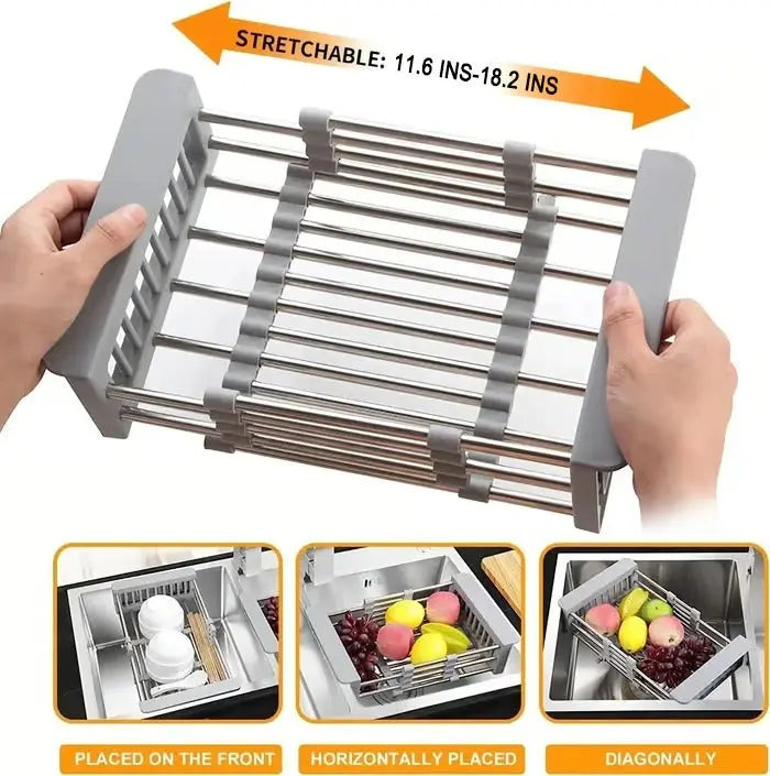 Viskana Expandable Stainless Steel Draining Basket for Sinks