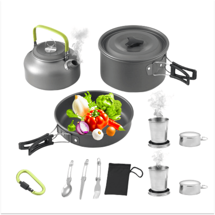 Viskana Camping Cooking Ware Stainless Steel Cookware Pots Set and Pans