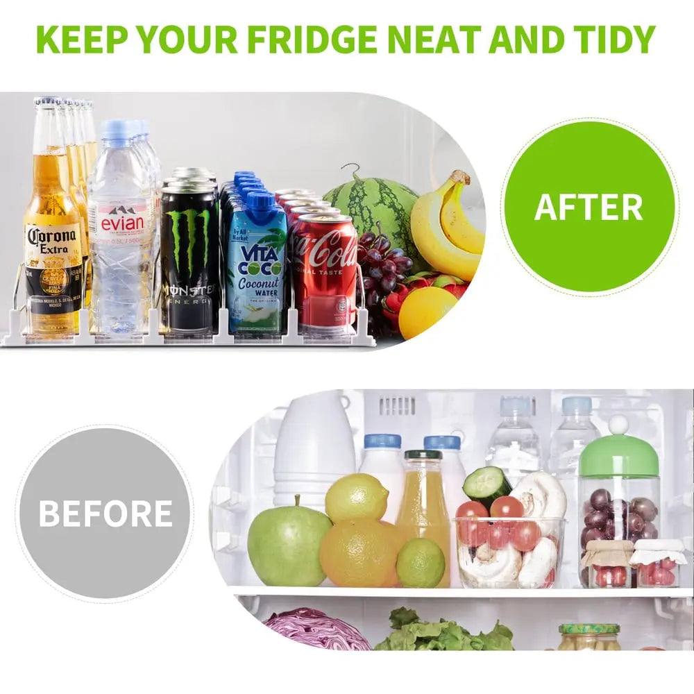 Viskana Beverage Organizer with Ejection Mechanism – for Refrigerator & Pantry Shelf