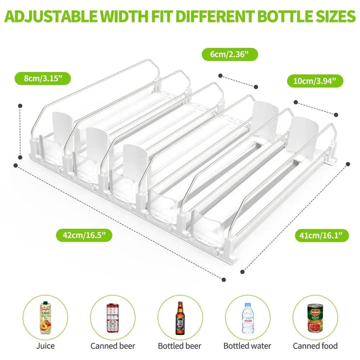 Viskana Beverage Organizer with Ejection Mechanism – for Refrigerator & Pantry Shelf