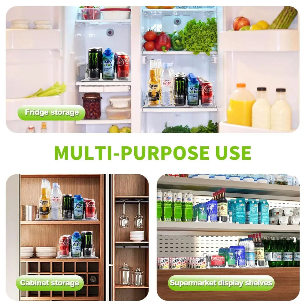 Viskana Beverage Organizer with Ejection Mechanism – for Refrigerator & Pantry Shelf