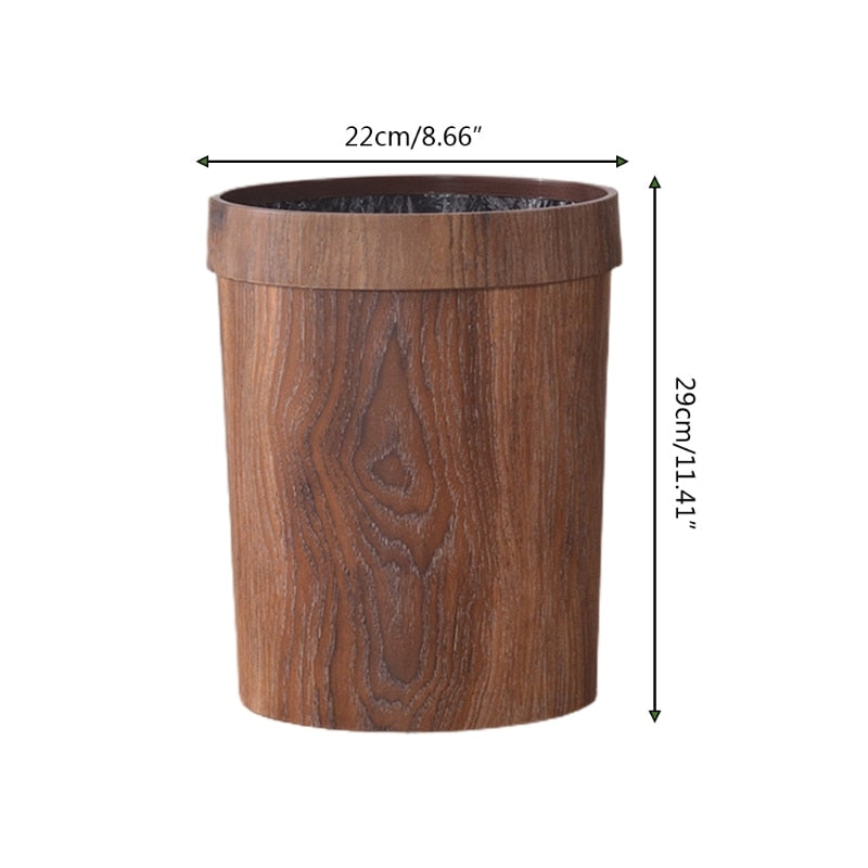 Viskana Elegant Retro Wood Grain Trash Can