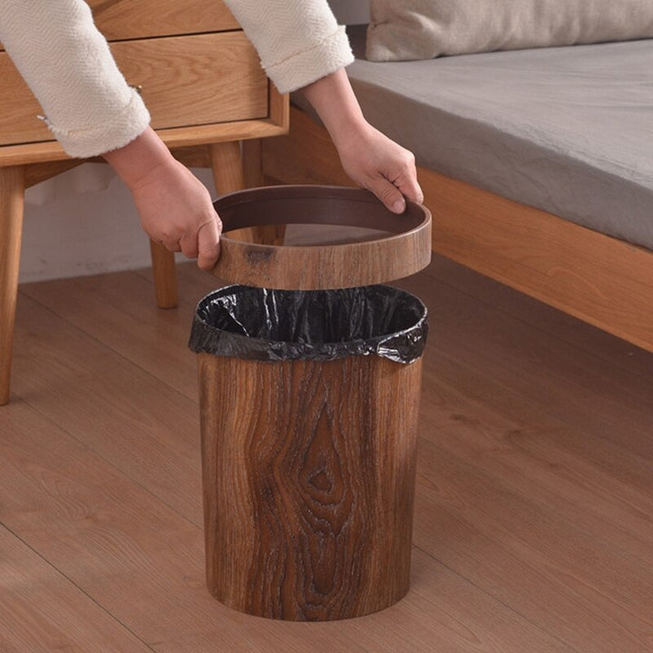 Viskana Elegant Retro Wood Grain Trash Can