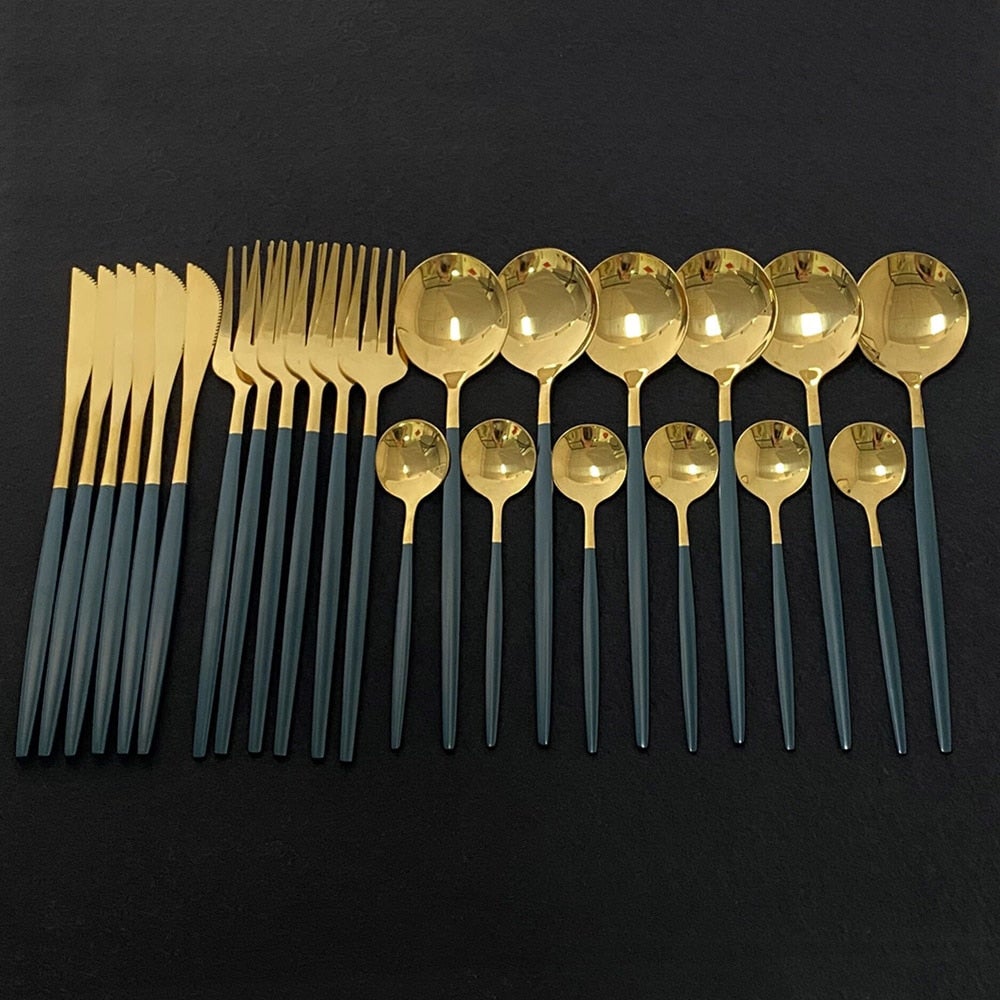 Viskana RoyalGlimmer Gold Cutlery Set - Gold Cutlery Set for a Luxurious Table Decoration