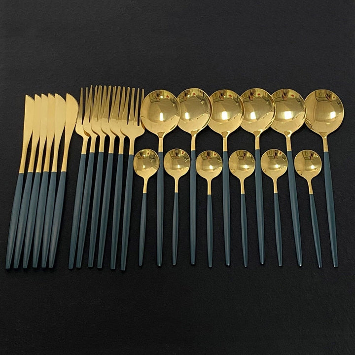 Viskana RoyalGlimmer Gold Cutlery Set - Gold Cutlery Set for a Luxurious Table Decoration