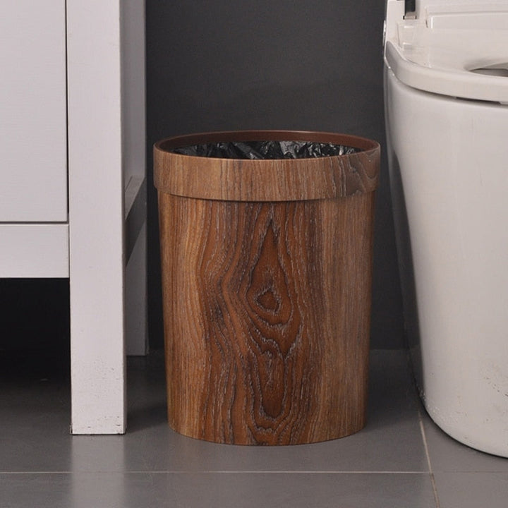 Viskana Elegant Retro Wood Grain Trash Can