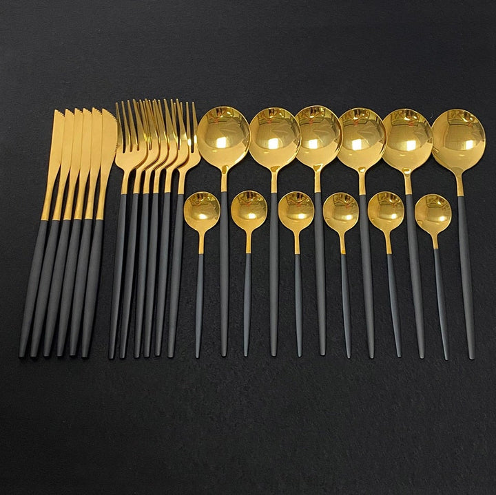 Viskana RoyalGlimmer Gold Cutlery Set - Gold Cutlery Set for a Luxurious Table Decoration