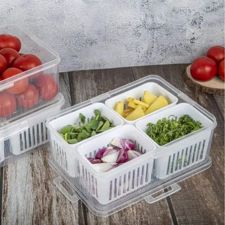 Viskana Refrigerator Storage Box – 4-in-1 Organizer for Food