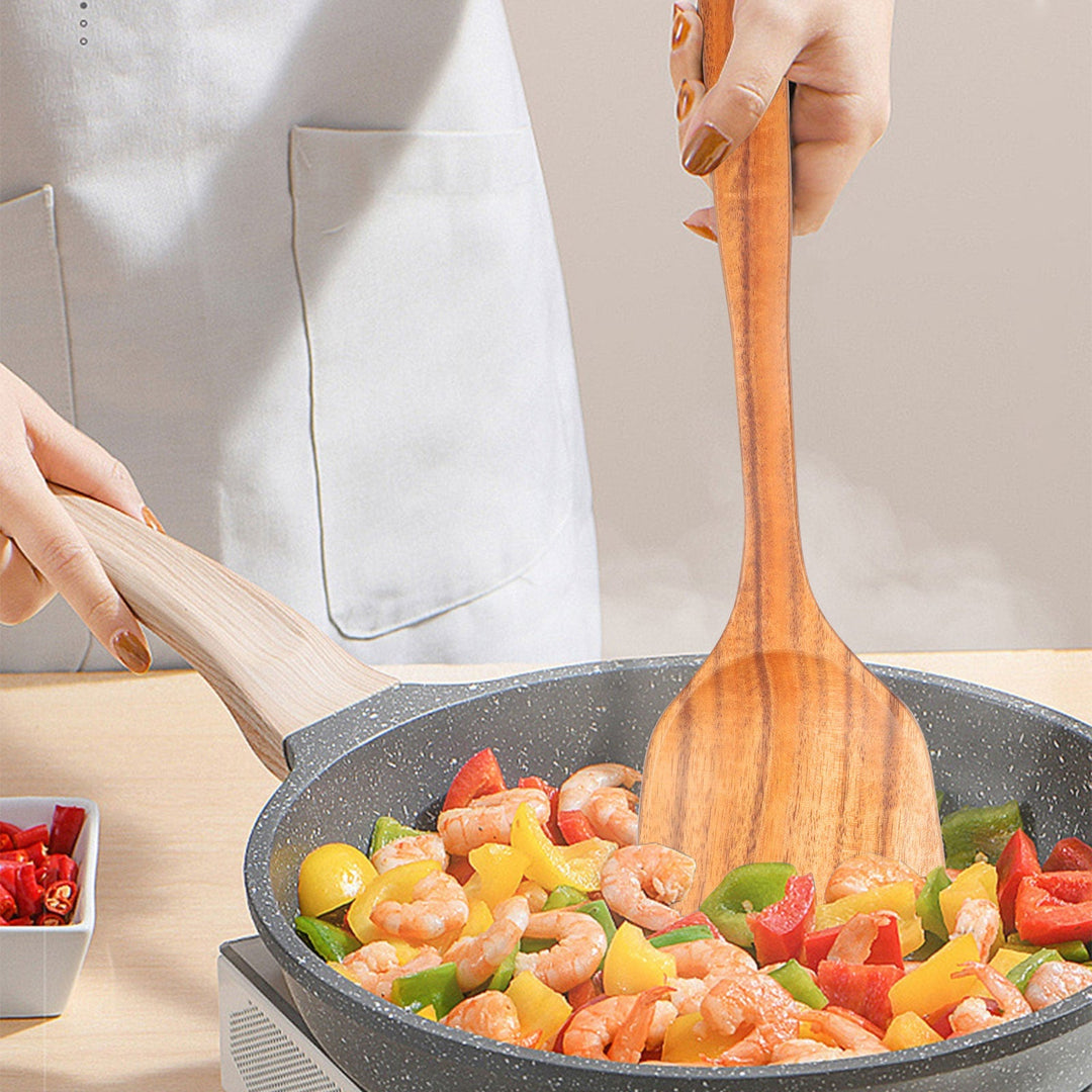 Natural Wood Tableware and Kitchen Tool Set - Non-Scratch & Easy to Clean Viskana