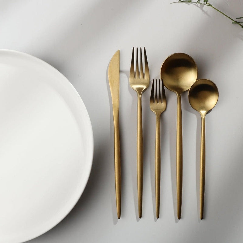 Viskana Minimalist Luxury Cutlery Set – 20 pieces, Titanium & Stainless Steel