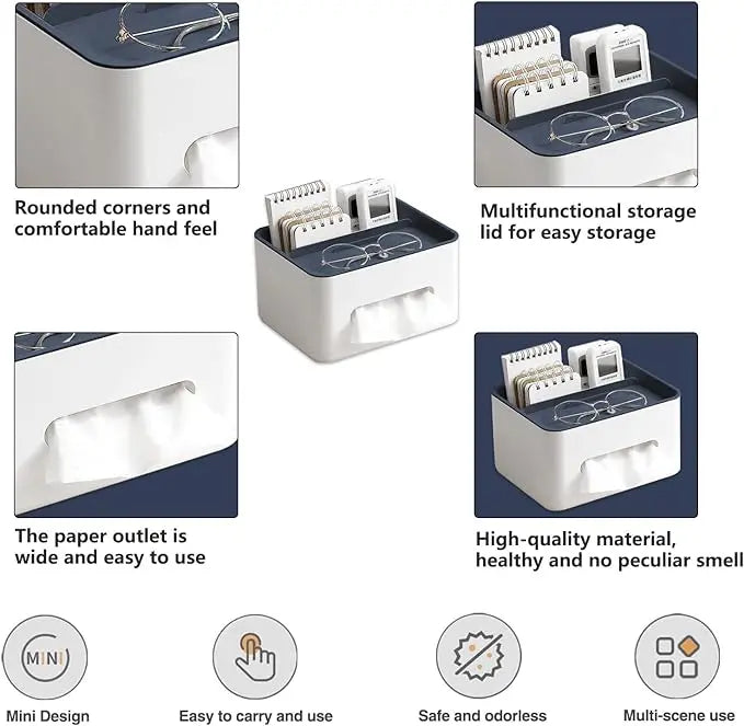 Viskana Multifunctional Tissue Box with Organizer – For Bathroom, Office & Living Room