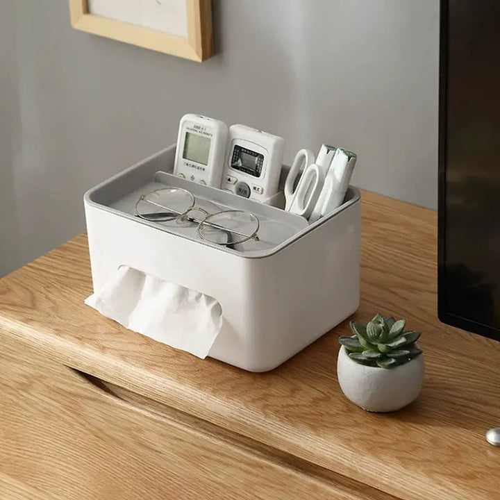 Viskana Multifunctional Tissue Box with Organizer – For Bathroom, Office & Living Room