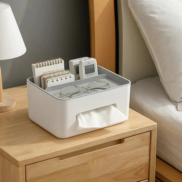 Viskana Multifunctional Tissue Box with Organizer – For Bathroom, Office & Living Room