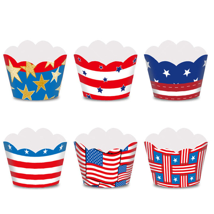 Unisex nan Patriotic Cupcake Wrappers Set for Independence Day Party with Scalloped Edges and Printed Stars Stripes Viskana