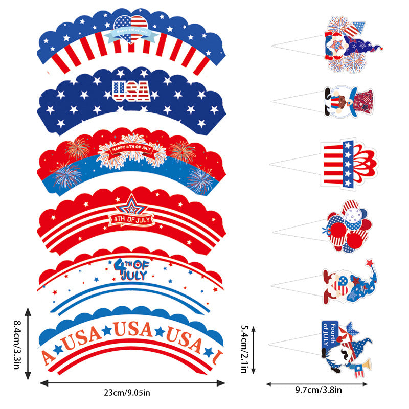 Unisex nan Patriotic Cupcake Wrappers Set for Independence Day Party with Scalloped Edges and Printed Stars Stripes Viskana