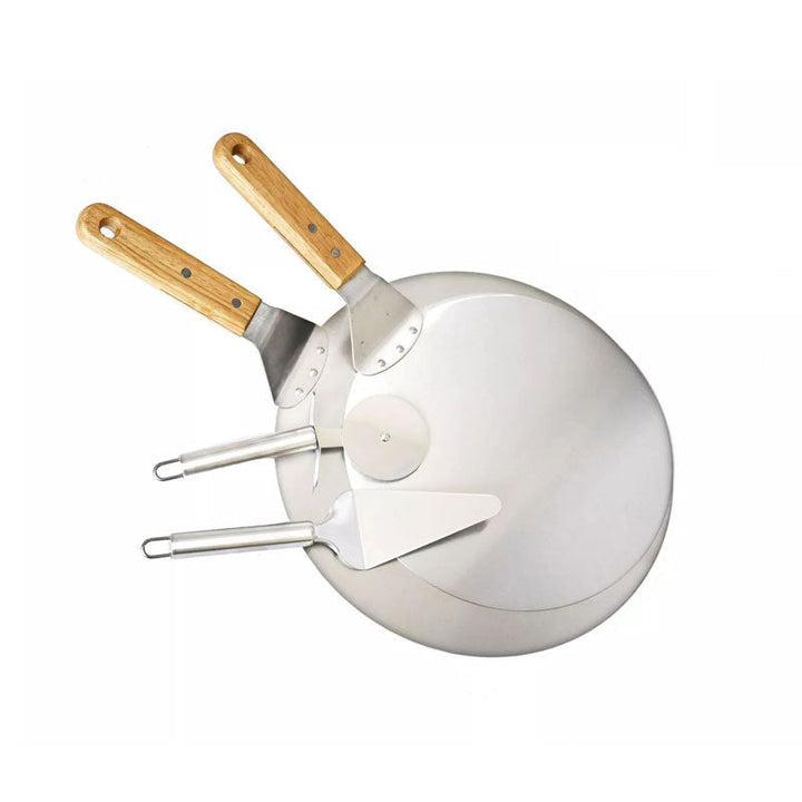 Professional Pizza Baking Set with Stainless Steel Peels, Cutter and Serving Spatula Kalsten