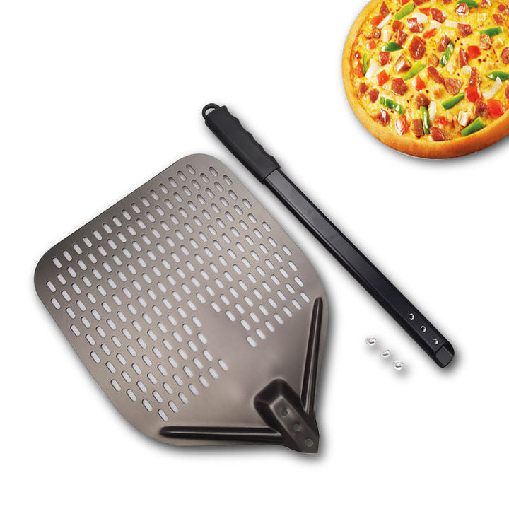 Perforated Lightweight Aluminum Pizza Peel with Folding Handle and NonSlip Grip Kalsten