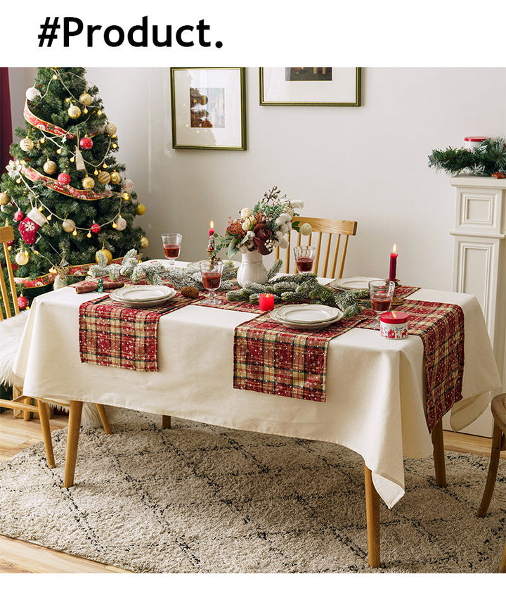 Plaid Fabric Christmas Dining Table Runner