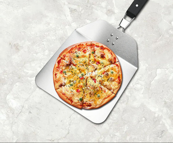 heavy-duty square-edge stainless steel pizza shovel with folding riveted handle Kalsten
