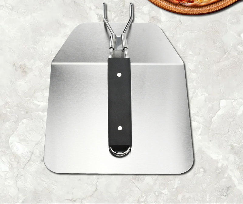 heavy-duty square-edge stainless steel pizza shovel with folding riveted handle Kalsten