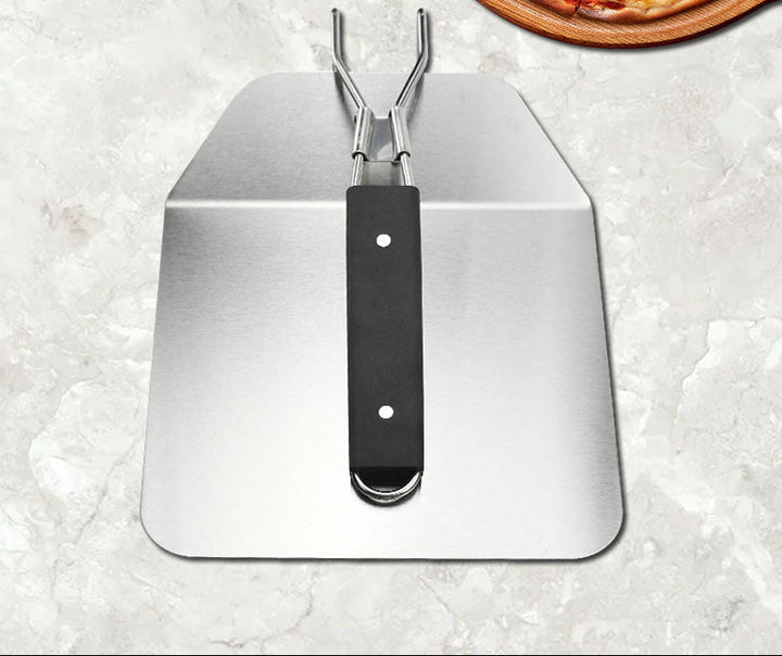 heavy-duty square-edge stainless steel pizza shovel with folding riveted handle Kalsten