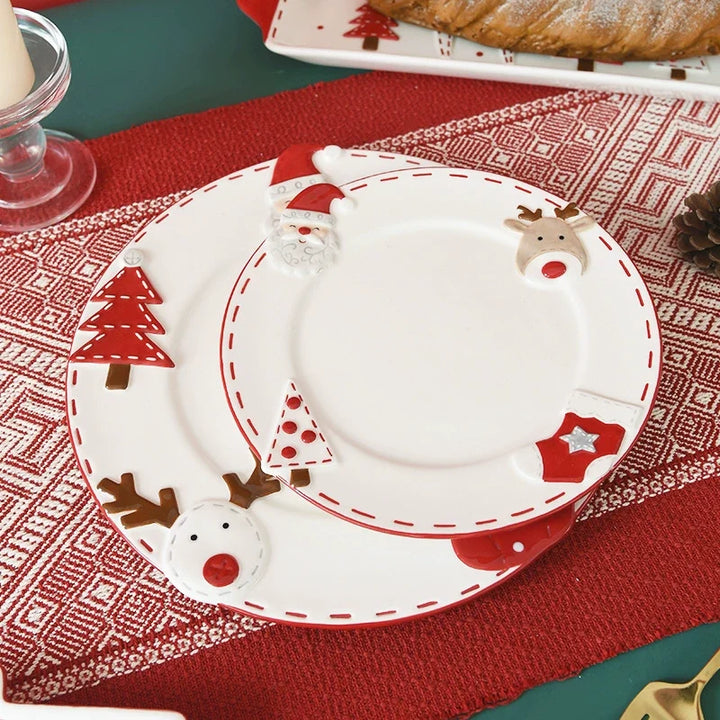Santa Claus Ceramic Round Dinner Plate