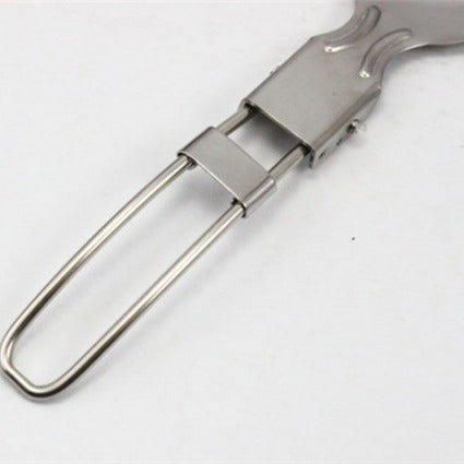 folding stainless steel camping spork with locking hinge and travel loop Viskana