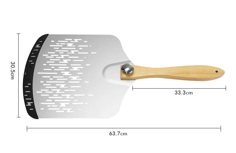 Perforated Stainless Steel Pizza Peel with Ergonomic Wooden Handle Kalsten