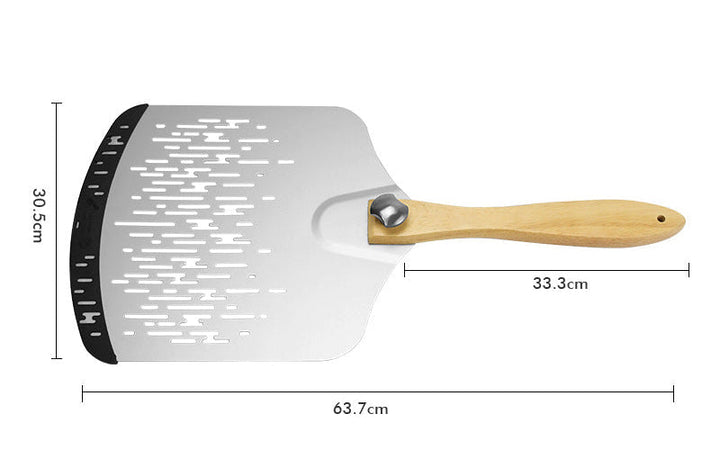 Perforated Stainless Steel Pizza Peel with Ergonomic Wooden Handle Kalsten