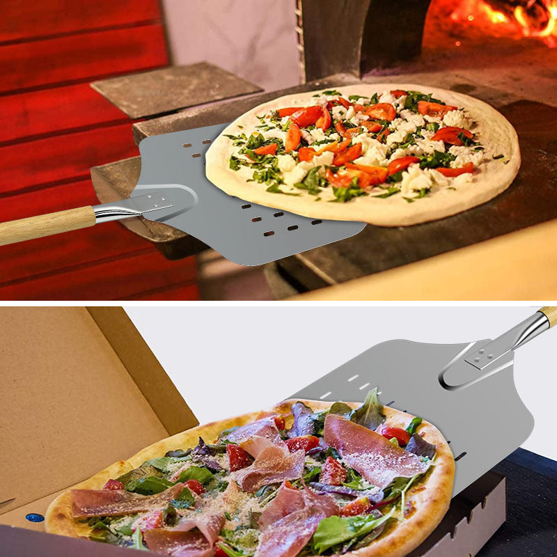 perforated professional pizza peel with beveled stainless steel blade and beech wood handle Kalsten