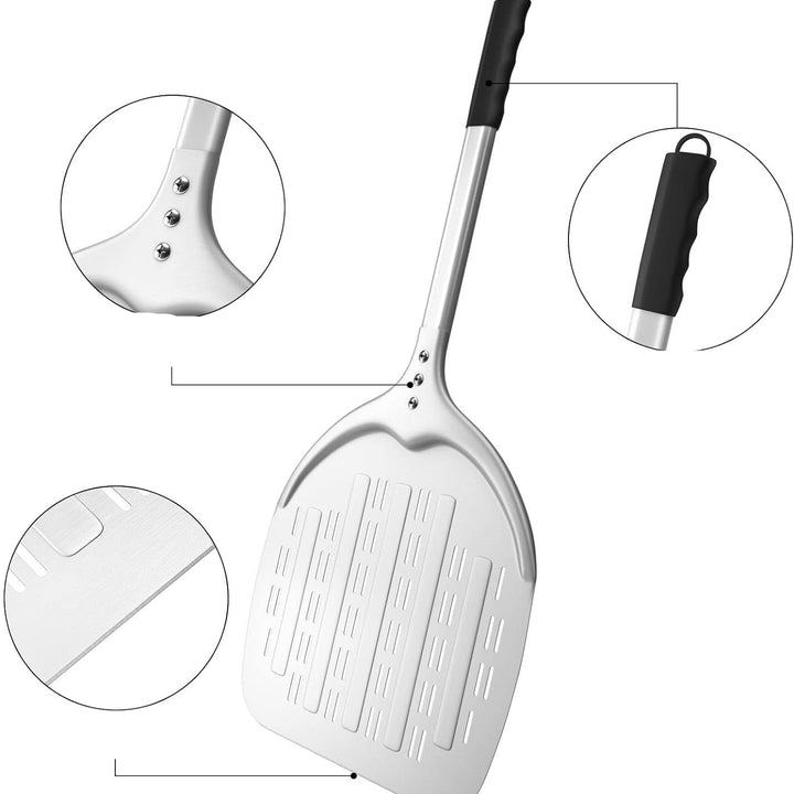 perforated aluminum pizza peel with ergonomic non-slip handle Kalsten