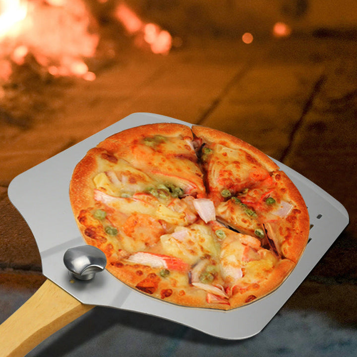 Perforated Stainless Steel Pizza Peel with Ergonomic Wooden Handle Kalsten