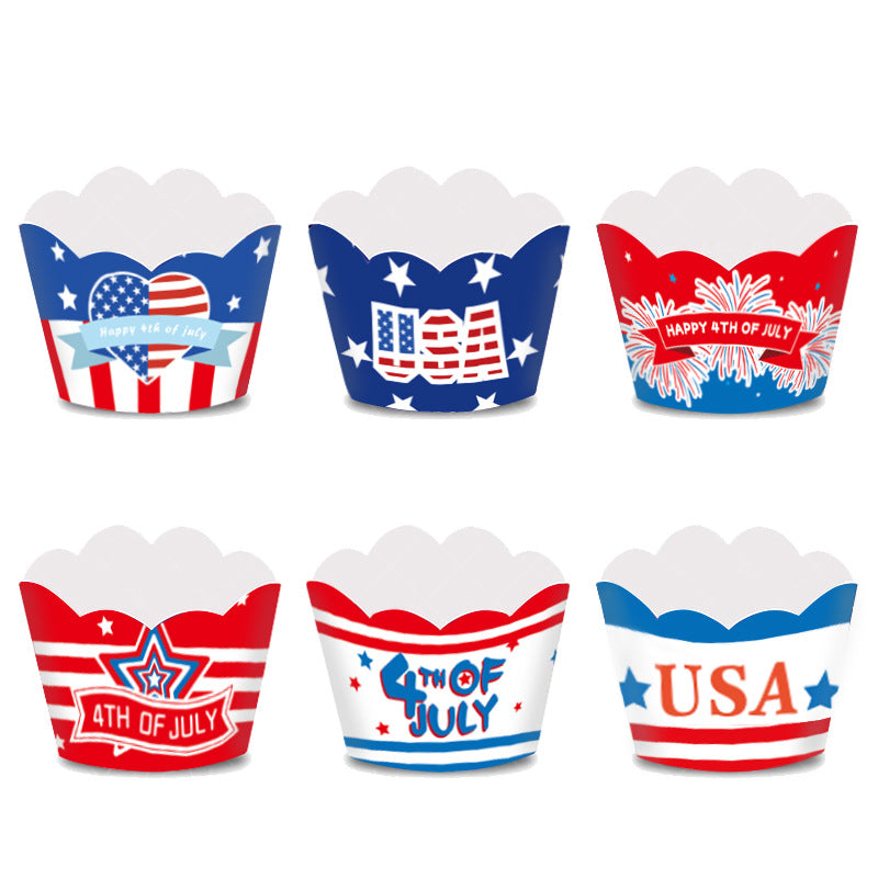 Unisex nan Patriotic Cupcake Wrappers Set for Independence Day Party with Scalloped Edges and Printed Stars Stripes Viskana