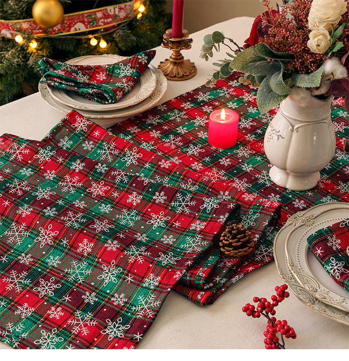 Plaid Fabric Christmas Dining Table Runner