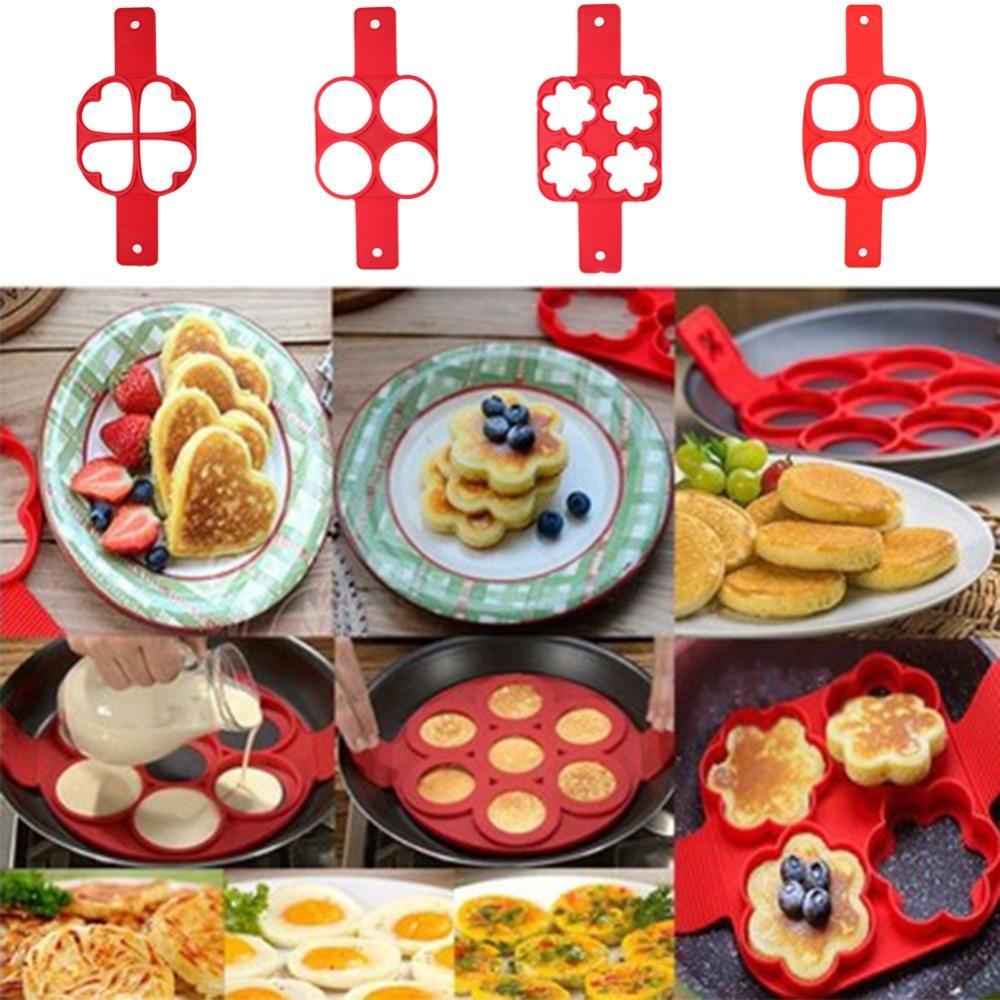 Viskana Pancake Maker Nonstick Cooking Tool Round Heart Pancake Maker Egg Cooker Pan Flip Eggs Mold Kitchen Baking Accessories