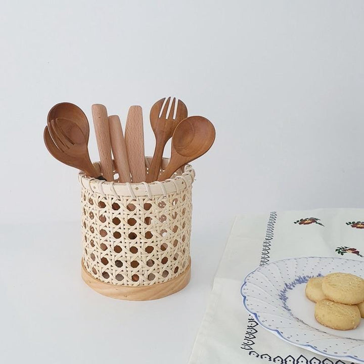 Viskana Rattan-Cutlery-Organizer