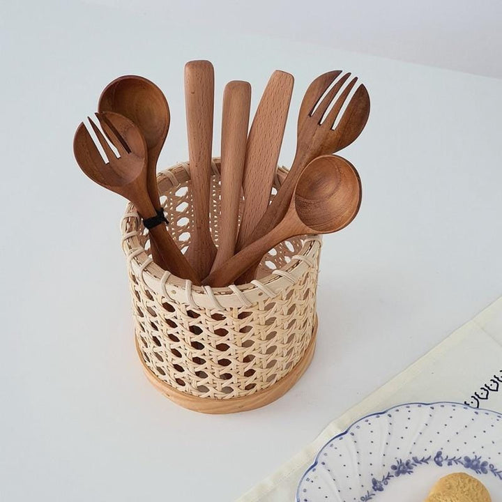 Viskana Rattan-Cutlery-Organizer