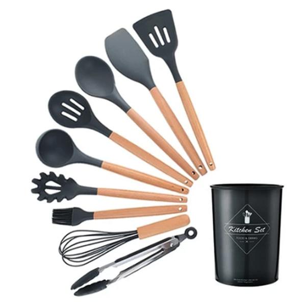 Rustic Kitchen Utensils with Wooden Handles Viskana