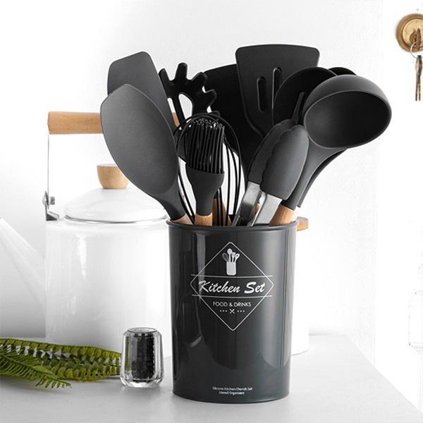 Rustic Kitchen Utensils with Wooden Handles Viskana