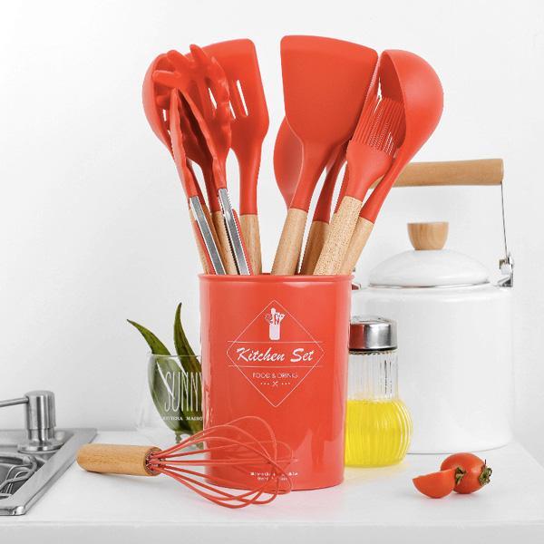 Rustic Kitchen Utensils with Wooden Handles Viskana